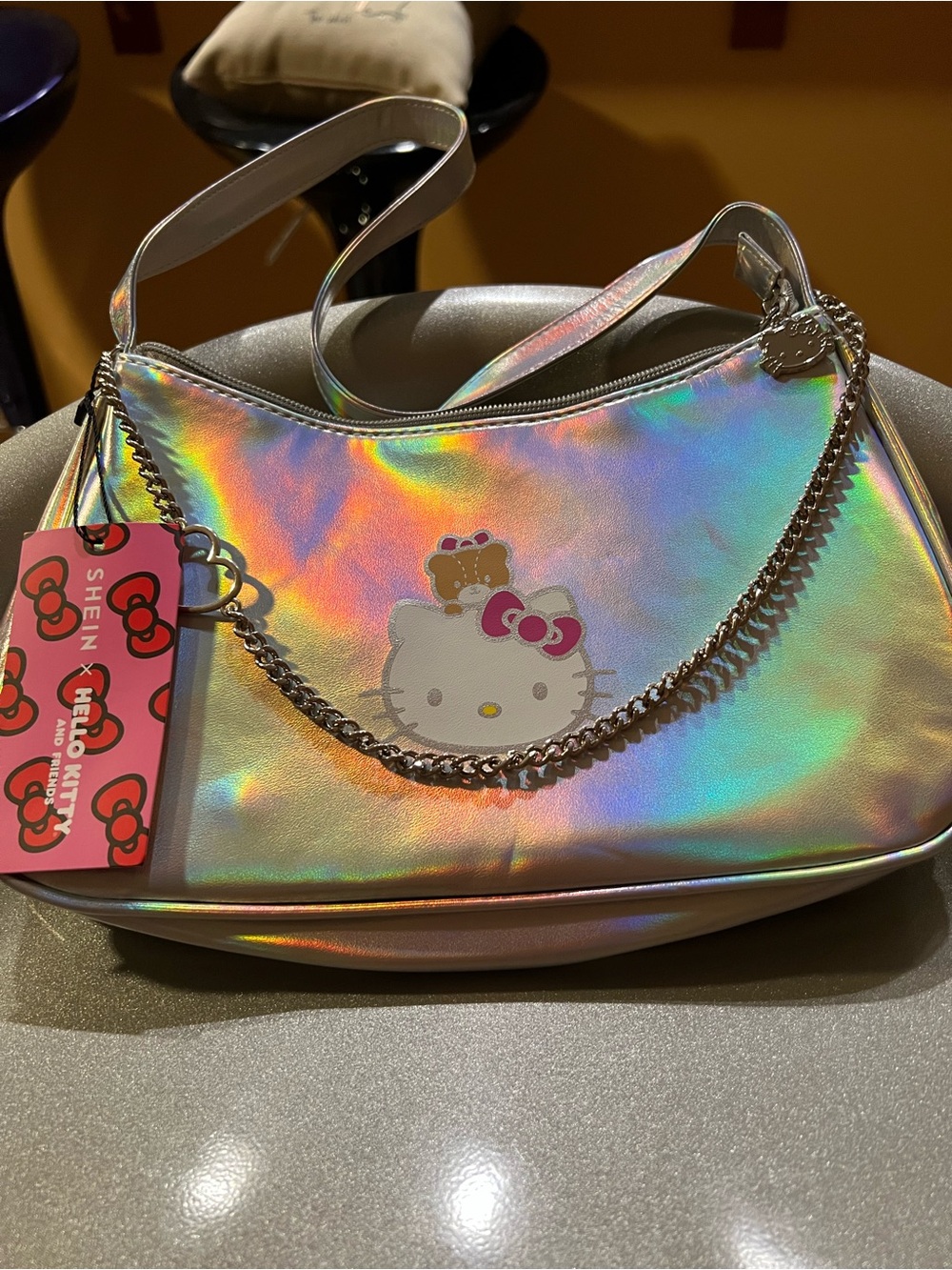Hello Kitty Iridescent Holographic Crossbody Bag with Chain